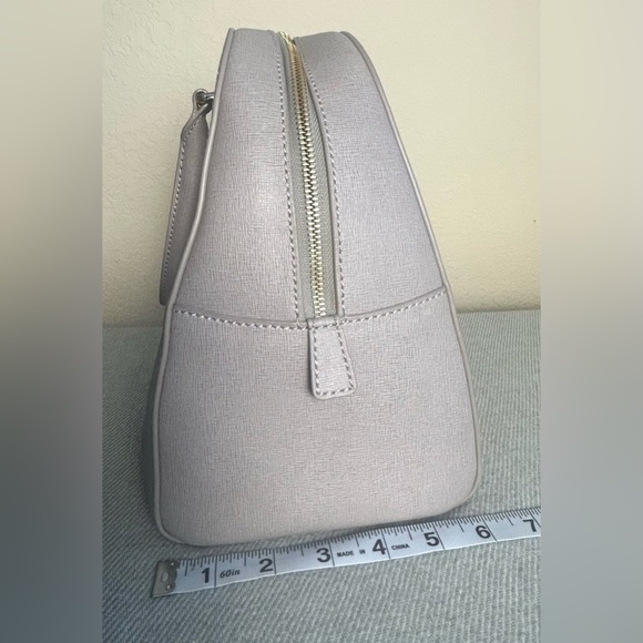Furla Elena Satchel Hand Carry Bag Gray Saffiano Leather Shoulder Strap EUC - Picture 13 of 13